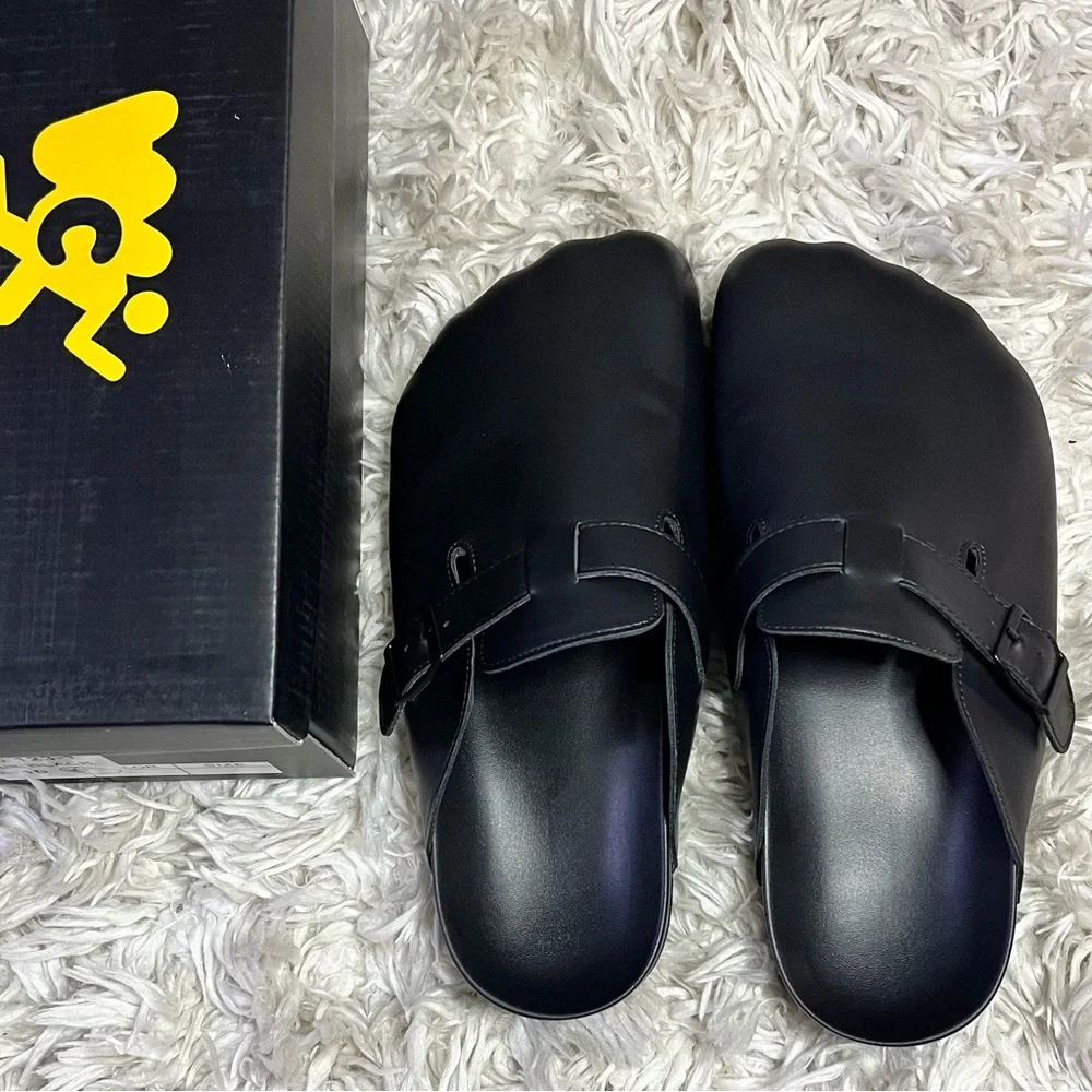 DIAOBAJIAO black leather slides